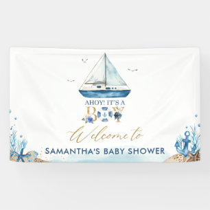 Banderoles Baby shower Chic Nautical Boy Welcome Backdrop