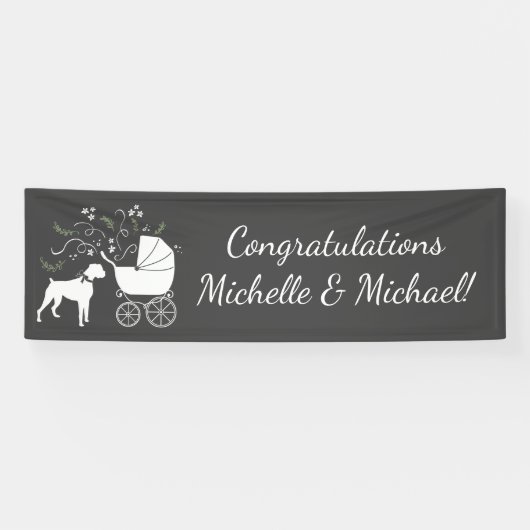 Banderoles Baby shower Chien Boxer Chien Chien Chien Gris Pup (Horizontal)
