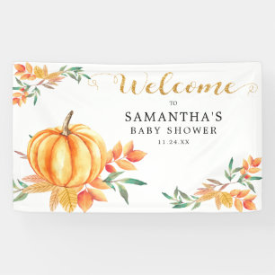 Banderoles Baby shower Citrouille Little Watercolor Accueil A