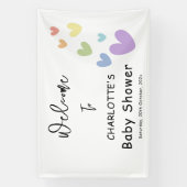 Banderoles Baby shower Coeurs mignons et colorés (Verticale)