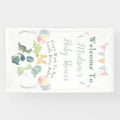 Banderoles Baby shower Cute Dinosaur Nom de maman Bleu (Horizontal)