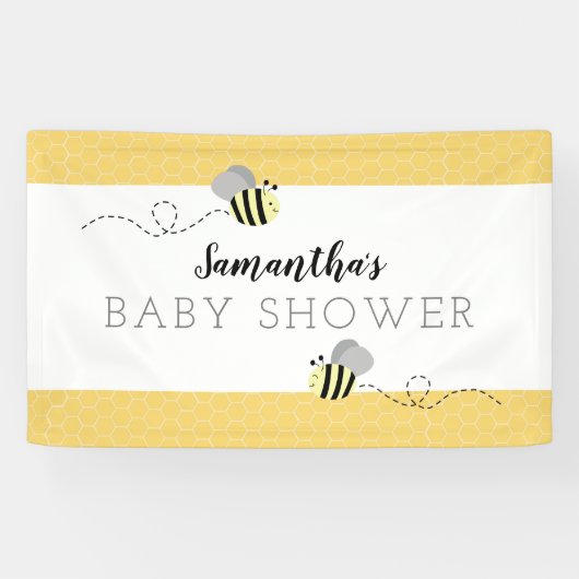 Banderoles Baby shower d'abeilles gris (Horizontal)