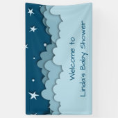 Banderoles Baby shower d'accueil céleste des étoiles bleu fon (Vertical)