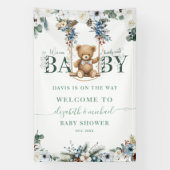 Banderoles Baby shower d'accueil vert Teddy Bear Sage (Verticale)