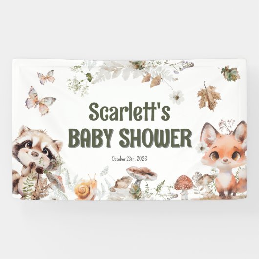 Banderoles Baby shower d'amis du bois mignon (Horizontal)