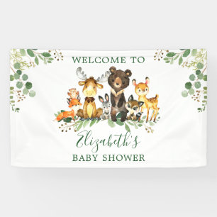 Banderoles Baby shower d'animaux des bois d'aquarelle