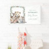 Banderoles Baby shower d'animaux rustiques en bois (En situation)