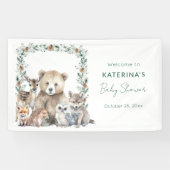 Banderoles Baby shower d'animaux rustiques en bois (Horizontal)