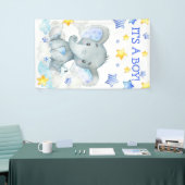 Banderoles Baby shower d'aquarelle Boy Elephant Cute (Salon professionnel)
