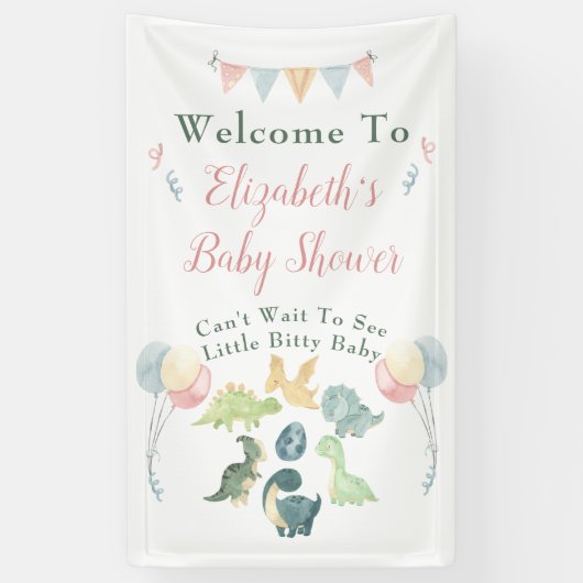 Banderoles Baby shower d'aquarelle Cute Dinosaur (Vertical)