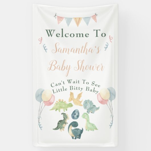 Banderoles Baby shower d'aquarelle Cute Dinosaur (Vertical)