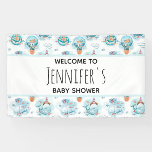 Banderoles Baby shower d'aquarelle de la mer de Blancs