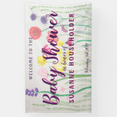 Banderoles Baby shower d'aquarelle Fleur sauvage (Vertical)