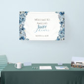 Banderoles Baby shower d'aquarelle Florale bleu moderne (Salon professionnel)