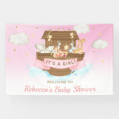 Banderoles Baby shower d'arche rose Noah Anniversaire (Horizontal)