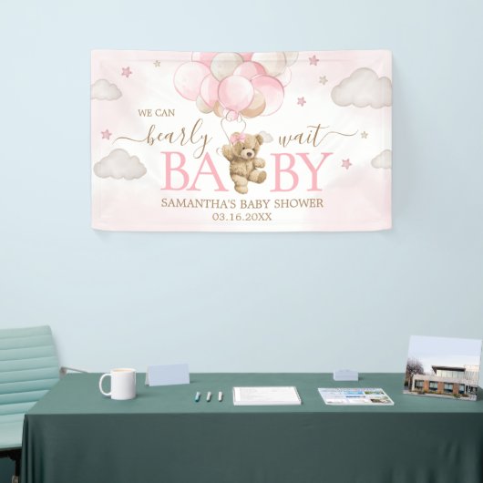 Banderoles Baby shower de ballon d'ours rose Boho (Salon professionnel)