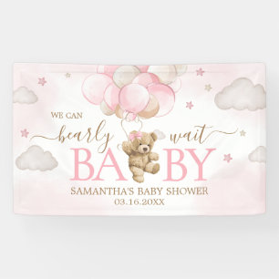 Banderoles Baby shower de ballon d'ours rose Boho