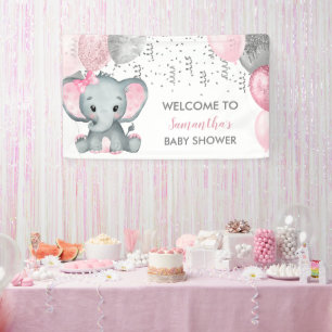 Banderoles Baby shower de ballons Eléphant fille mignonne