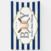 Banderoles Baby shower de baseball Boy Navy Blue Stripes (Vertical)