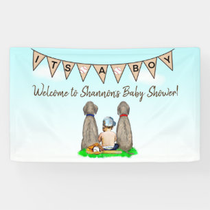 Banderoles Baby shower de baseball chien et bébé garçon