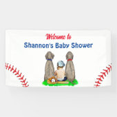 Banderoles Baby shower de baseball chien et bébé garçon (Horizontal)