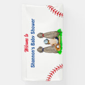 Banderoles Baby shower de baseball chien et bébé garçon (Verticale)