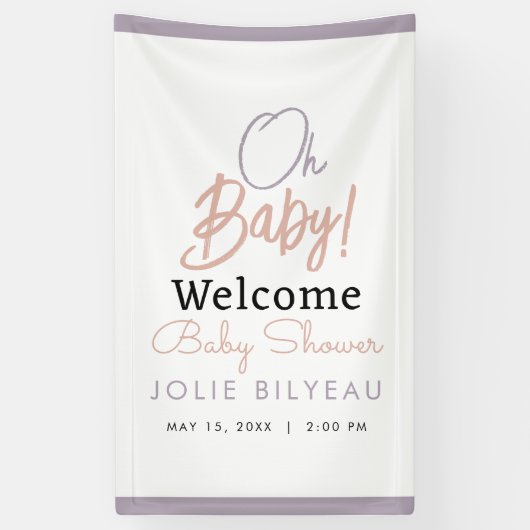 Banderoles Baby shower de Boho Coeur minimal moderne (Vertical)