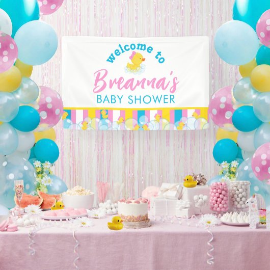 Banderoles Baby shower de canard en caoutchouc de fille Accue