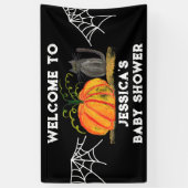 Banderoles Baby shower de chat Citrouille d'Halloween (Vertical)