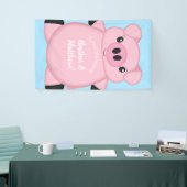 Banderoles Baby shower de cochon bleu (Salon professionnel)