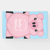 Banderoles Baby shower de cochon bleu (Horizontal)