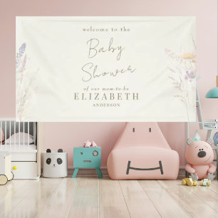 Banderoles Baby shower de crème florale botanique