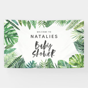 Banderoles Baby shower de feuille de palme tropicale et de sc