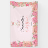 Banderoles Baby shower de fille d'aquarelle de lapin rose dou (Vertical)