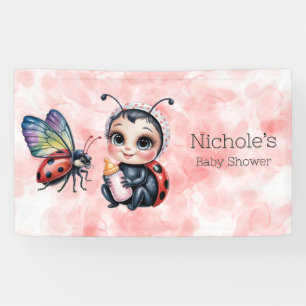 Banderoles Baby shower de fille de coccinelle et papillon