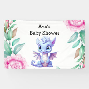 Banderoles Baby shower de fille de pivoine de dragon violet e
