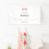 Banderoles Baby shower de fille rose Bow moderne (En situation)