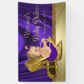 Banderoles Baby shower de fille violet et or (Vertical)