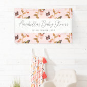 Banderoles Baby shower de filles papillon rose moderne Boho (En situation)