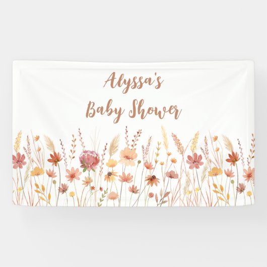 Banderoles Baby shower de Fleur sauvage Boho Terracotta (Horizontal)