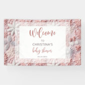 Banderoles Baby shower de flocons de neige rose (Horizontal)