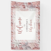 Banderoles Baby shower de flocons de neige rose (Vertical)