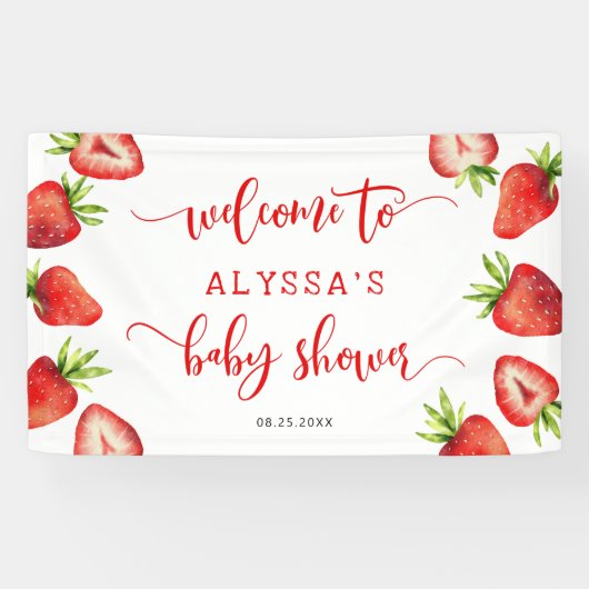 Banderoles Baby shower de fraises (Horizontal)