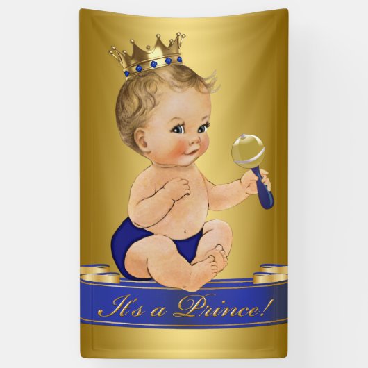 Banderoles Baby shower de garçon Blue Gold (Vertical)
