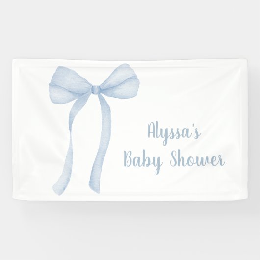 Banderoles Baby shower de garçon Coquette Bow bleu (Horizontal)