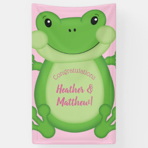 Banderoles Baby shower de grenouille rose
