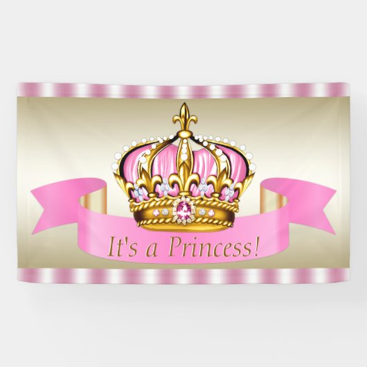 Banderoles Baby shower de la Couronne Rose Gold Princess (Horizontal)