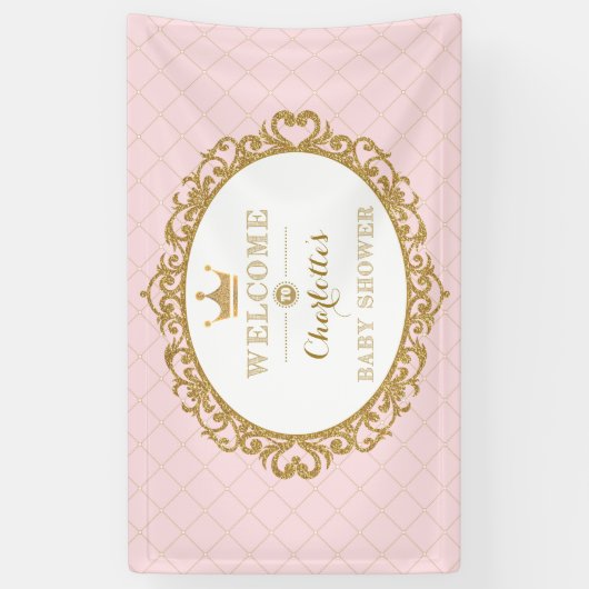 Banderoles Baby shower de la Couronne Rose Gold Princess Bien (Vertical)