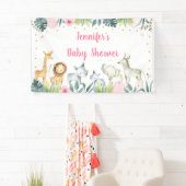Banderoles Baby shower de la jungle de Safari rose (En situation)