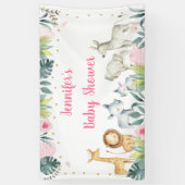 Banderoles Baby shower de la jungle de Safari rose (Vertical)